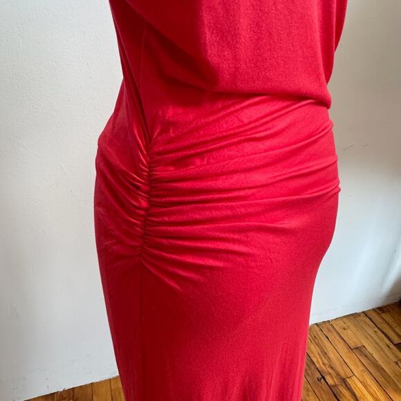 LNA Red Jersey Knit V-Neck T-Shirt Maxi Dress - Picture 7 of 12